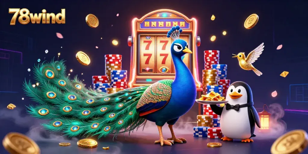 Experience vibrant casino action with 78wind, featuring slots, chips, and a lively atmosphere