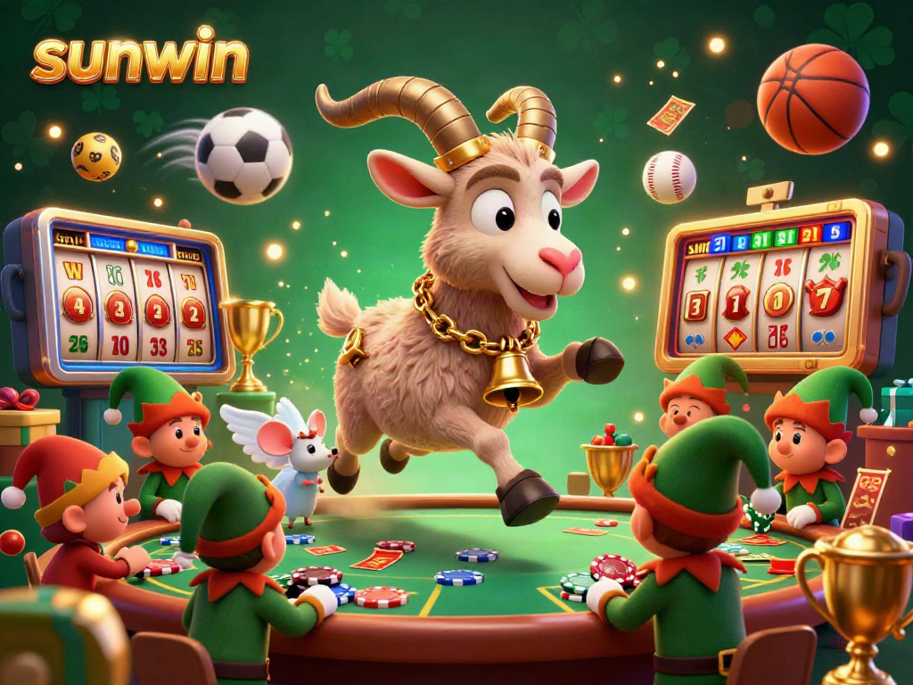 Experience excitement at the sunwin casino with a whimsical Krampus goat, angel mouse, and playful gremlins.