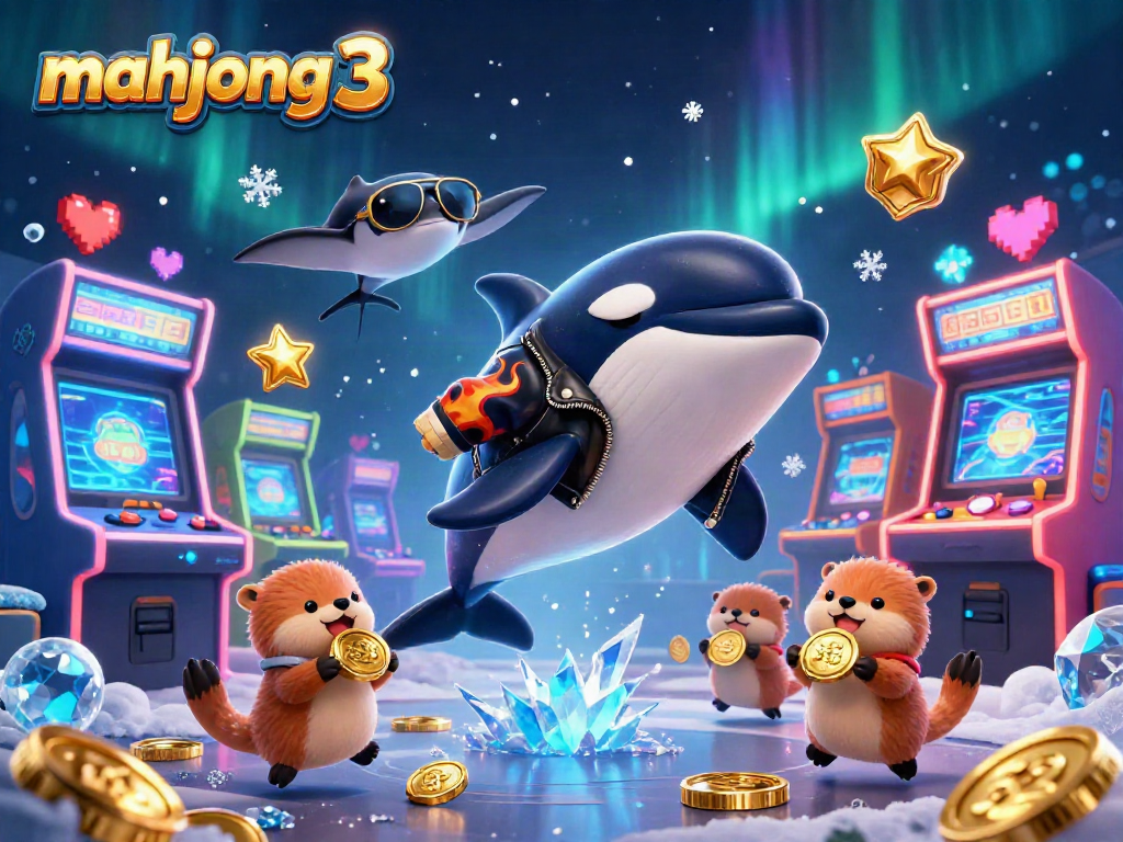 Play mahjong 3 with vivid animated characters and a vibrant casino atmosphere in an engaging scene.