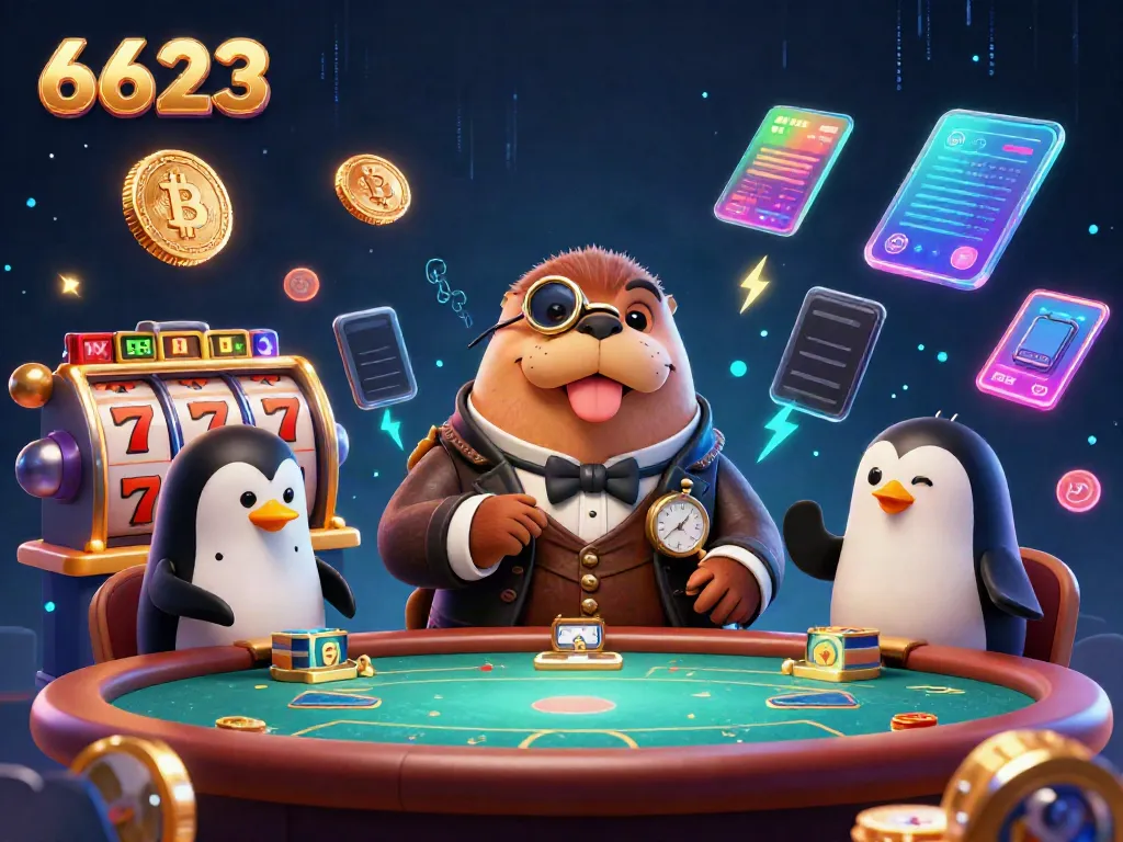 Engage with 6623's underwater poker scene featuring a walrus, penguin dealer, and fish player.