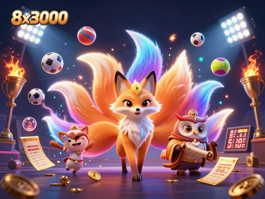 Bet on sports with 8x3000, where a mystical fox and wise owl guide you through thrilling gaming experiences.