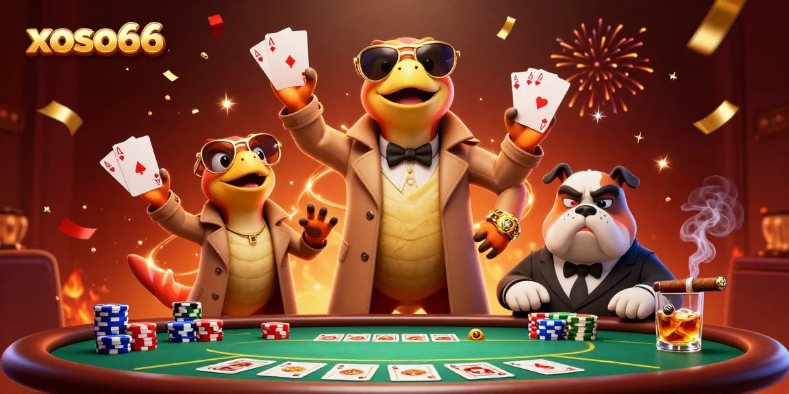 Experience the thrilling VIP entrance of xoso66 with cartoon raptors disguised, surrounded by vibrant casino elements.