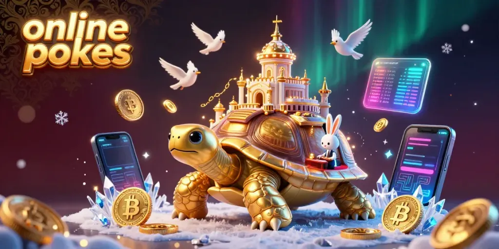 Experience thrilling online pokies action with a golden tortoise casino, rabbit dealer, and flying coins.